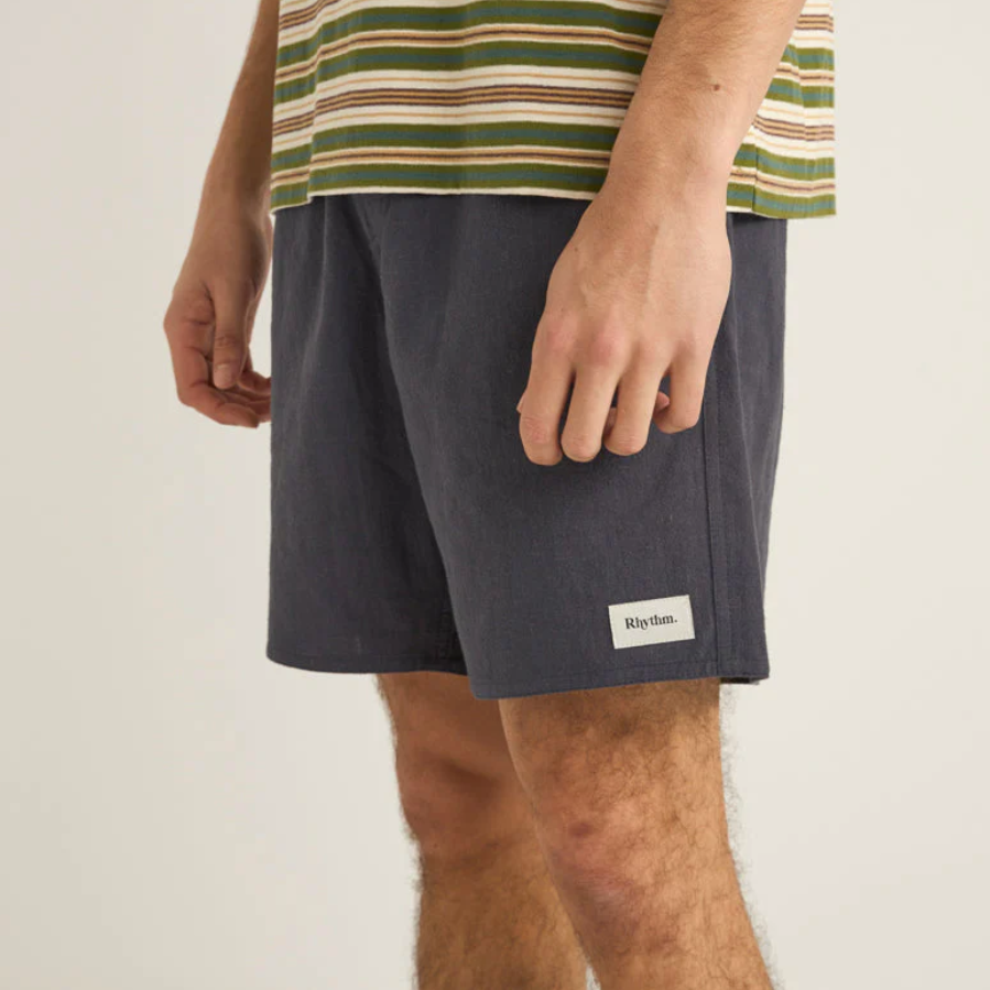 Rhythm Navy Textured Linen Jam Short