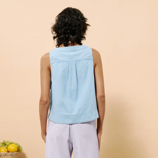 FRNCH Light Blue Colza Stripe Vest