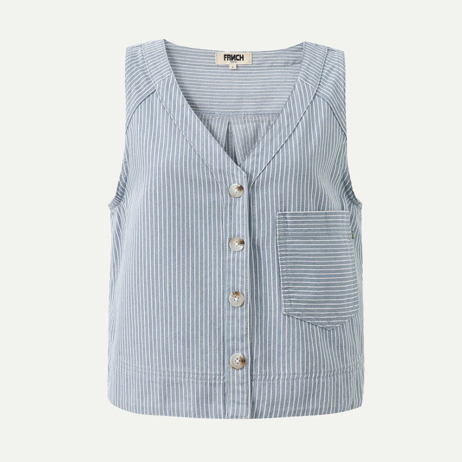FRNCH Light Blue Colza Stripe Vest