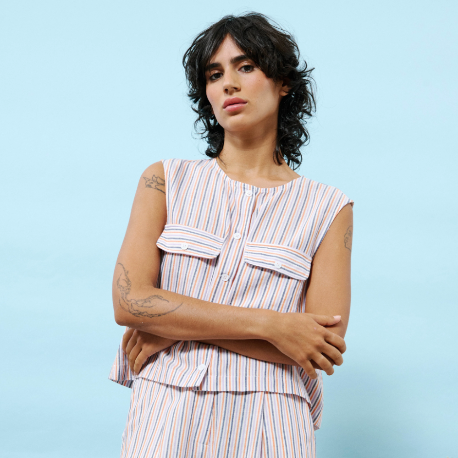 FRNCH Orange Nilani Sleeveless Blouse