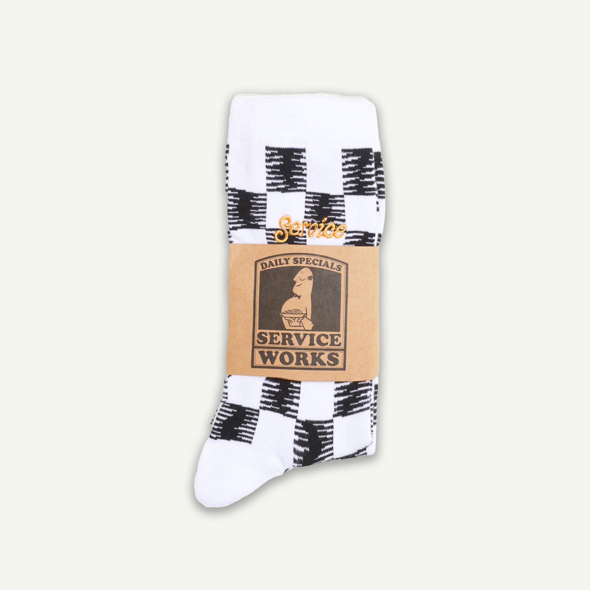 Service Works Black + White Checker Socks