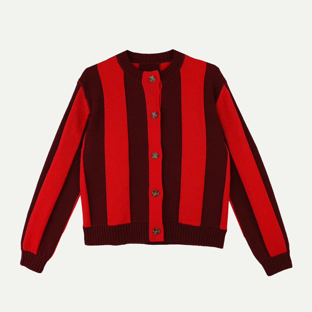 L.F. Markey Burgandy Stripe Ace Cardigan