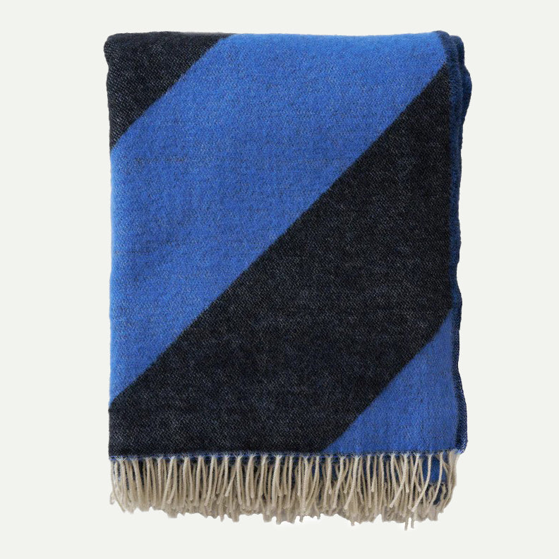 Klippan Blue/Black Angle Merino Brushed Throw