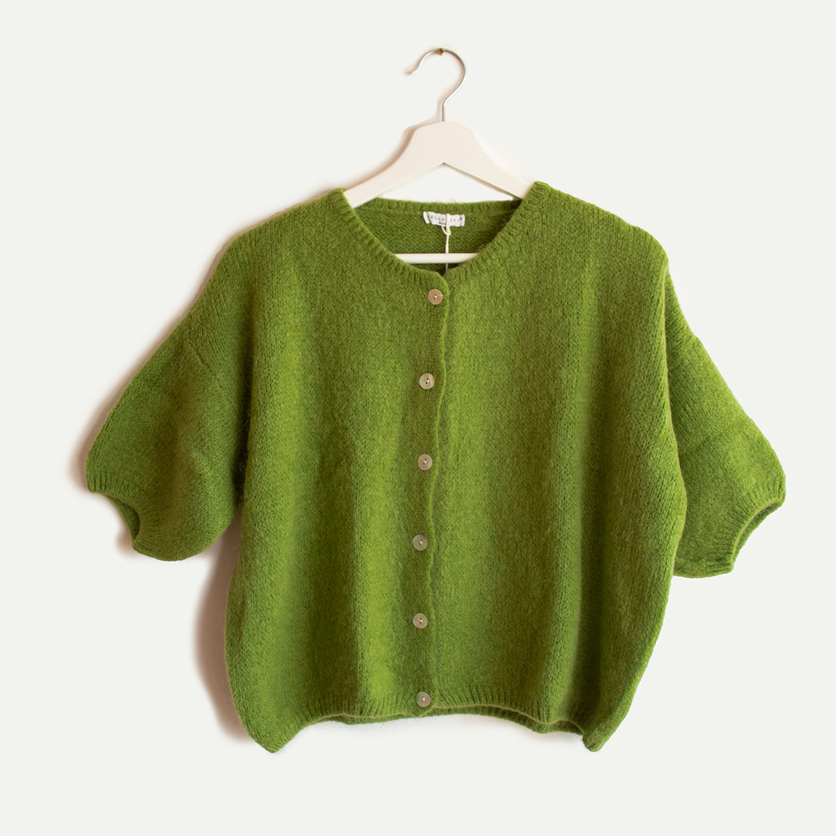 Apple Green Cropped Mohair Cardigan