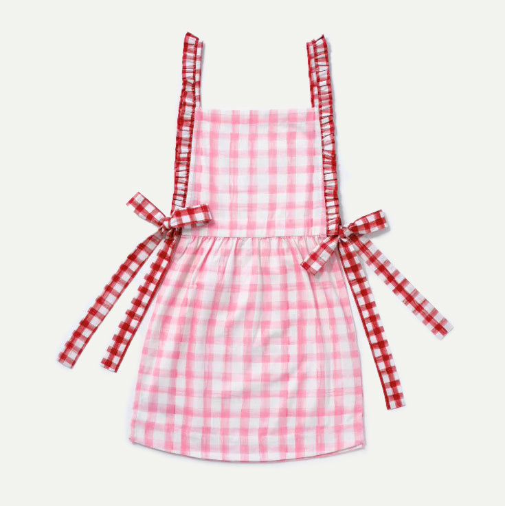 Damson Madder Pink/Red Gingham Mandy Apron