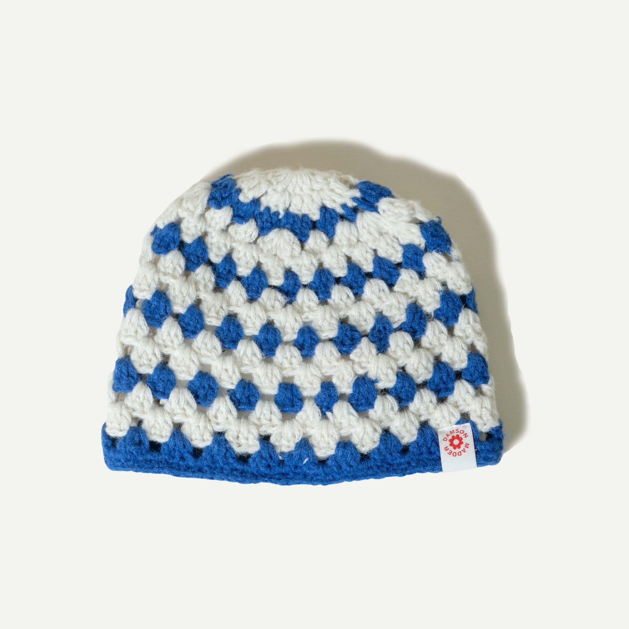 Damson Madder Blue Crochet Stripe Hat