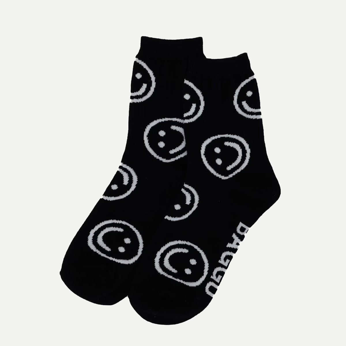 Baggu Black Happy Crew Sock