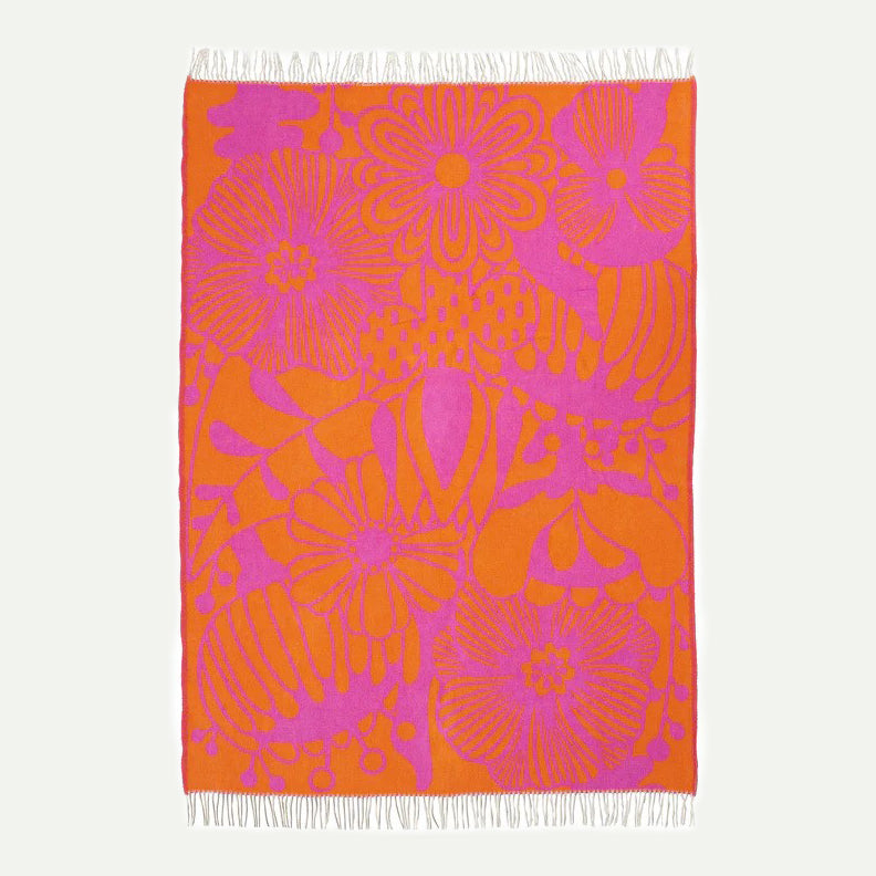 Klippan Cerise & Orange Blomranka Blanket