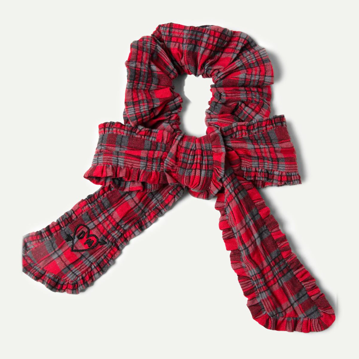 Damson Madder Red Bow Check Scrunchie