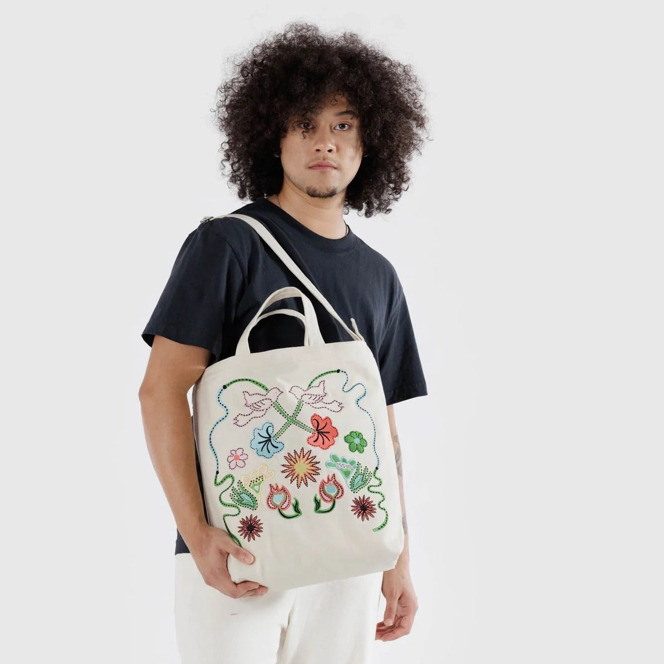 Baggu Embroidered Birds Zip Duck Bag