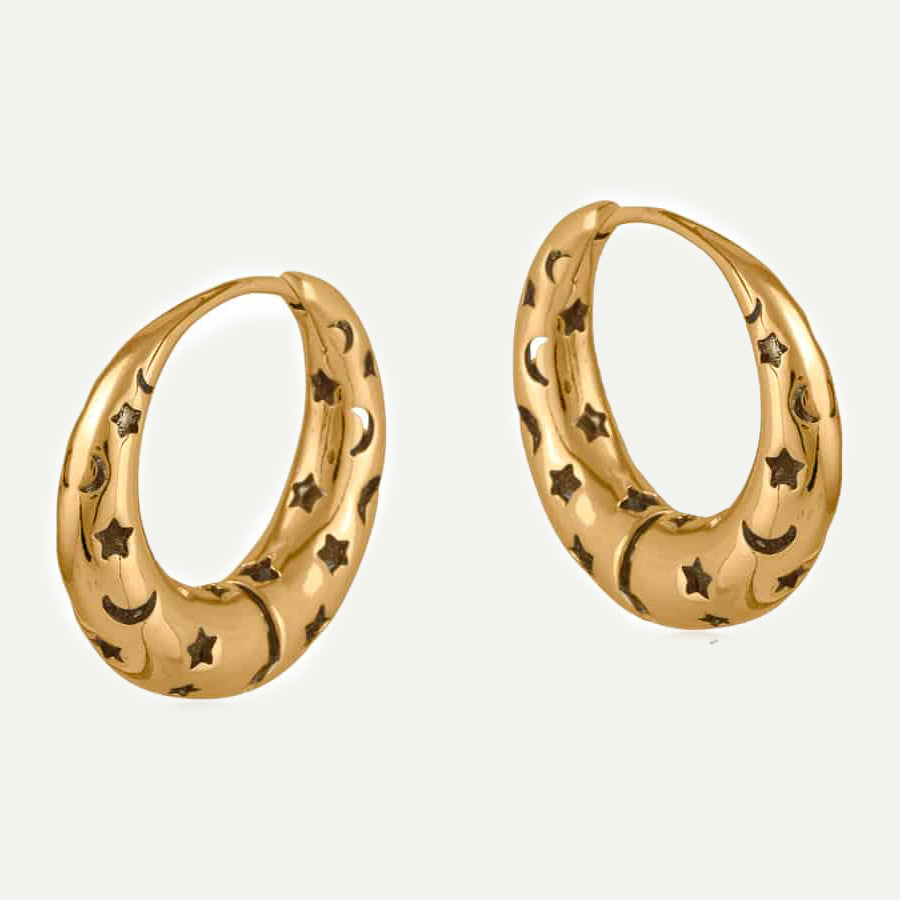 Big Metal London Gold Selena Celestial Hoop Earrings