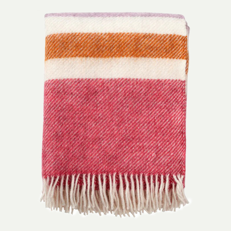 Klippan Cerise Stripe Gotland Woven Wool Throw