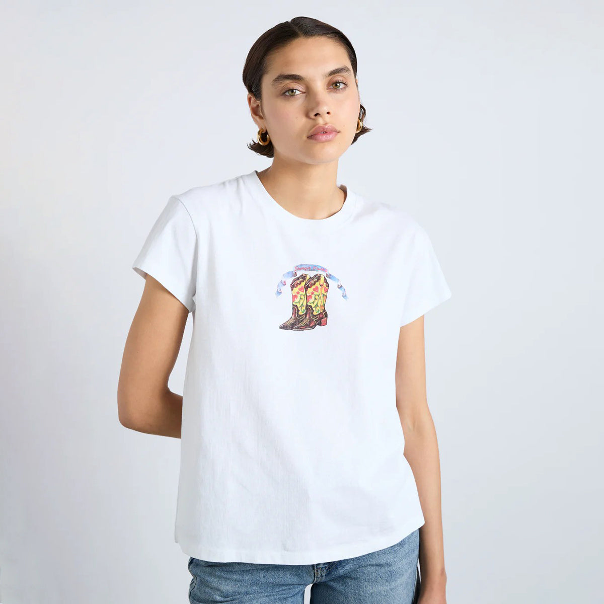 Damson Madder White Cowboy Shrunken Tee