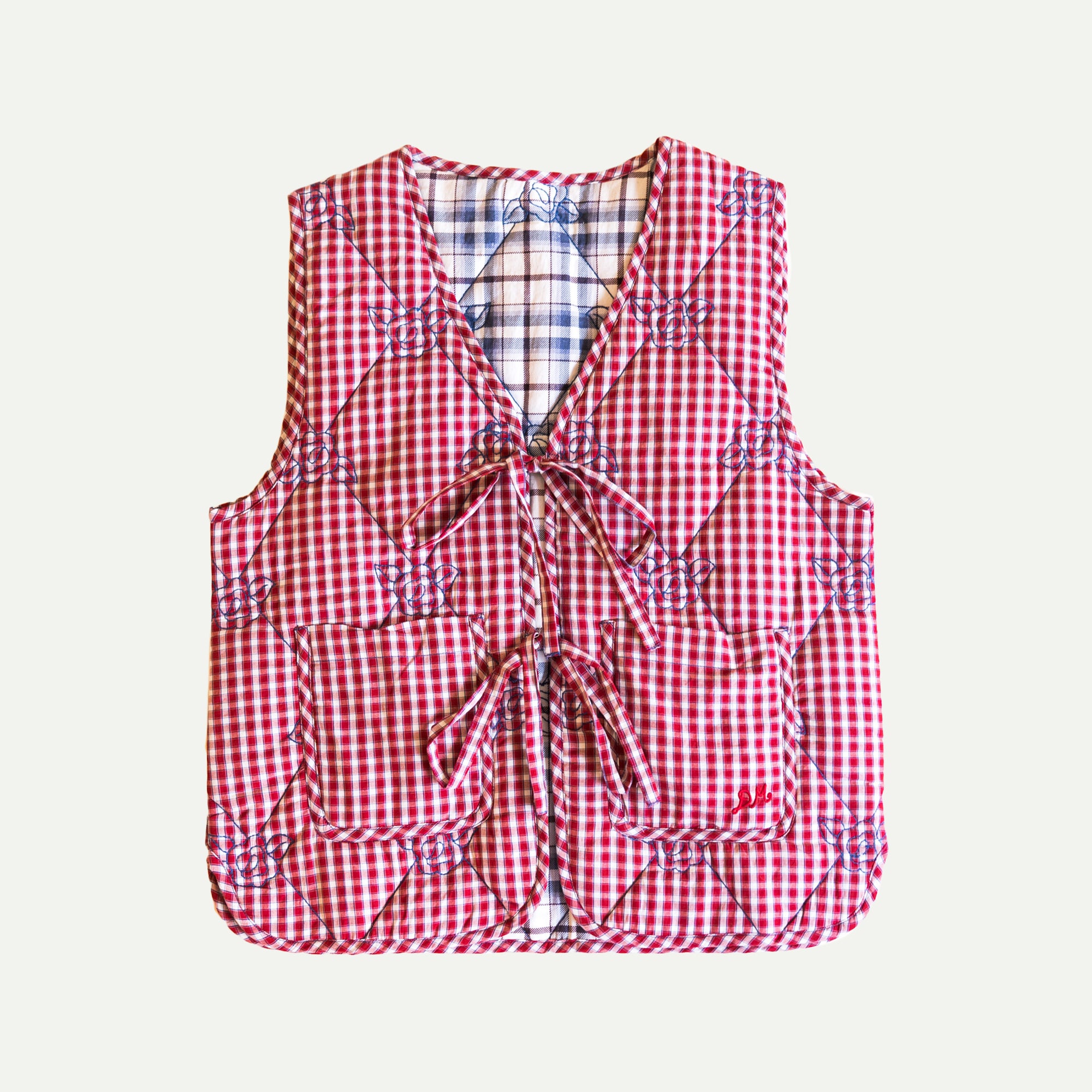 Damson Madder Blue Bonnie Check Arte Vest