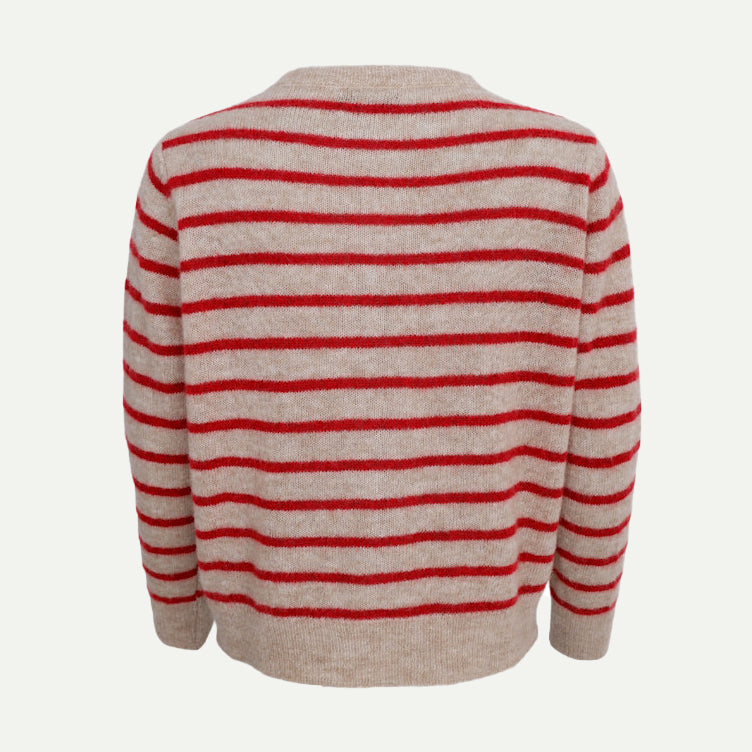 Black Colour Red Striped Dell Knit Cardigan