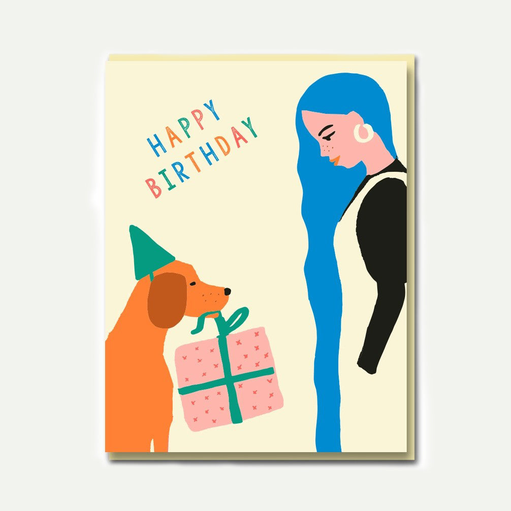 1973 EM Dog Present Greeting Card