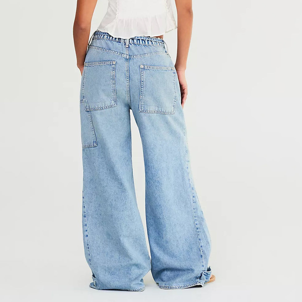 Free People Drizzle CRVY Outlaw Wide Leg Jeans