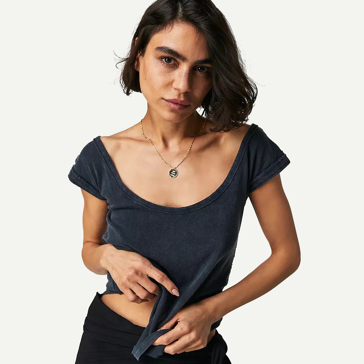 Free People Black Bout Time T-Shirt