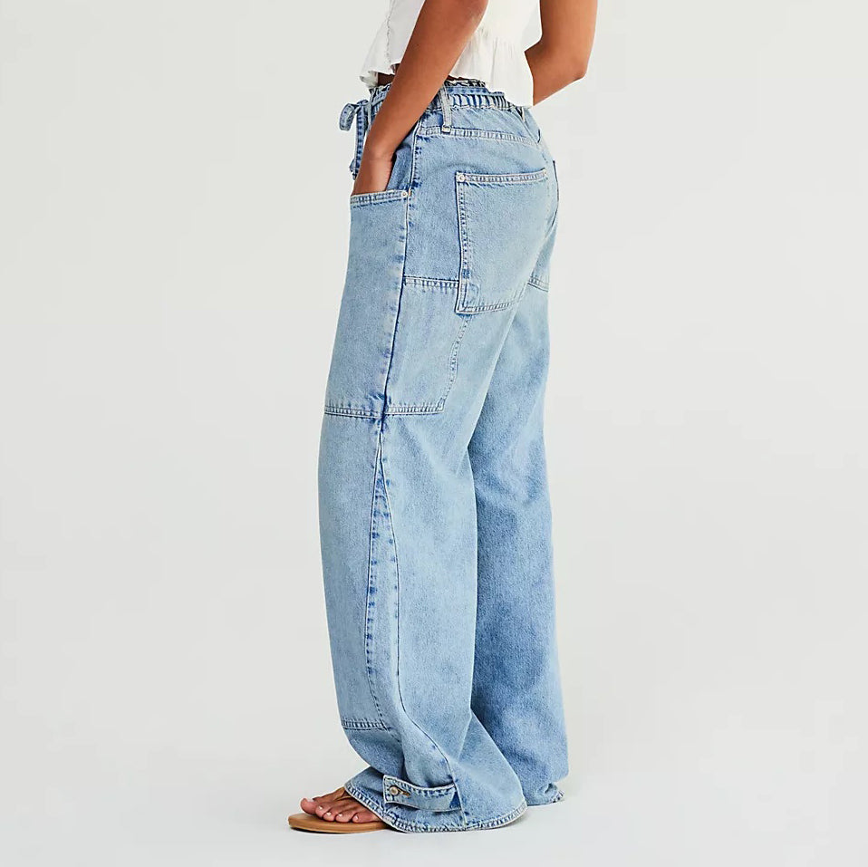 Free People Drizzle CRVY Outlaw Wide Leg Jeans