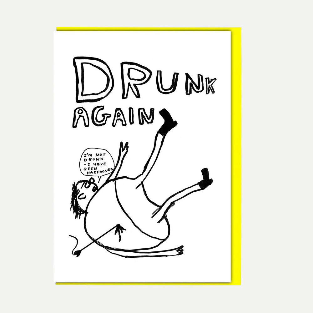 Brainbox Candy x David Shrigley Drunk Again Greetings Card