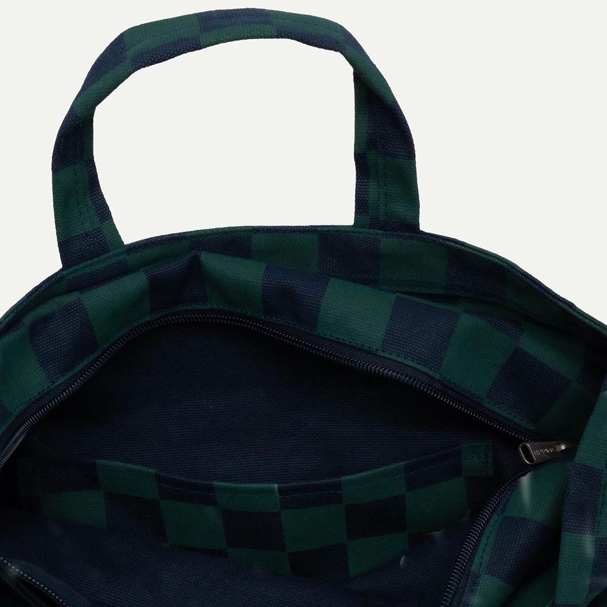 Baggu Navy Green Check Zip Duck Bag