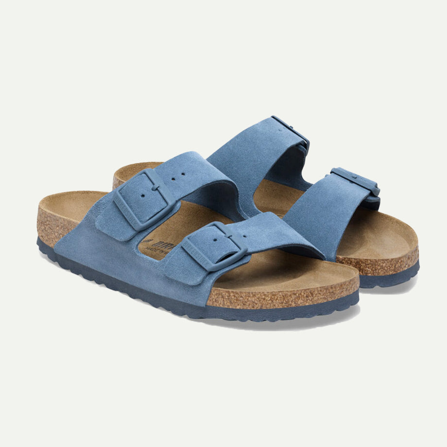 Birkenstocks Elemental Blue Suede Leather Arizona Sandals