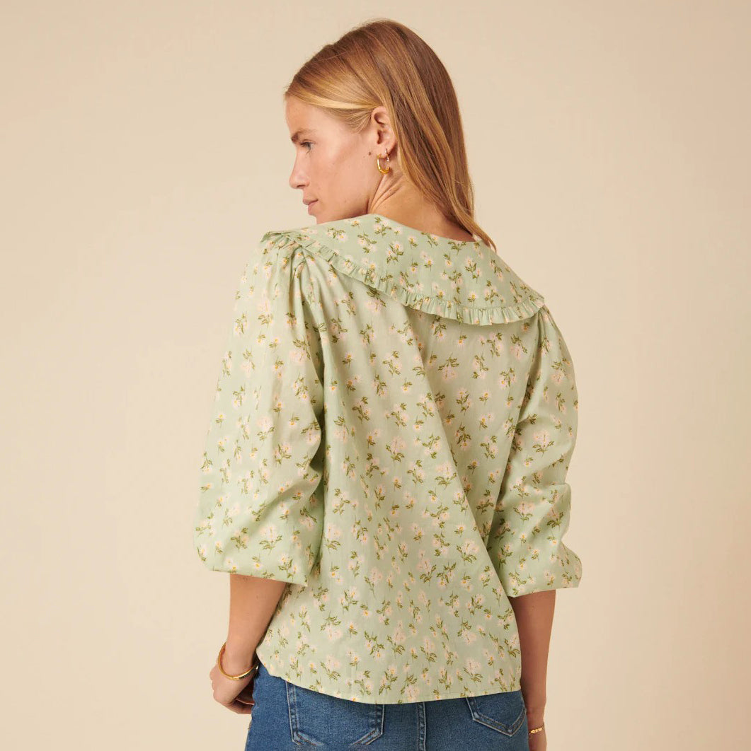 Nobody's Child Green Ditsy Emmie Blouse