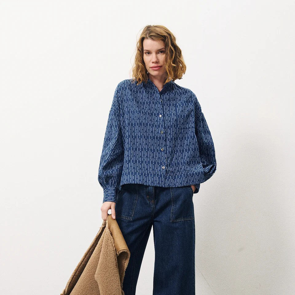 FRNCH Blue Electric Blue Peg Blouse