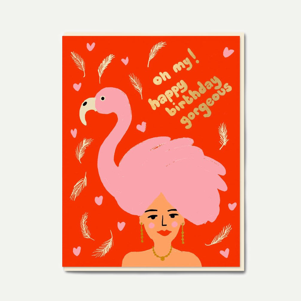 1973 EM Flamingo Girl Greeting Card