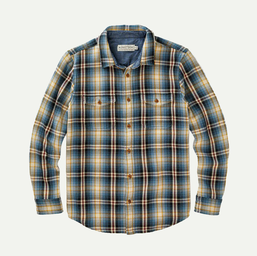 Outerknown French Blue Plaid Blanket Shirt