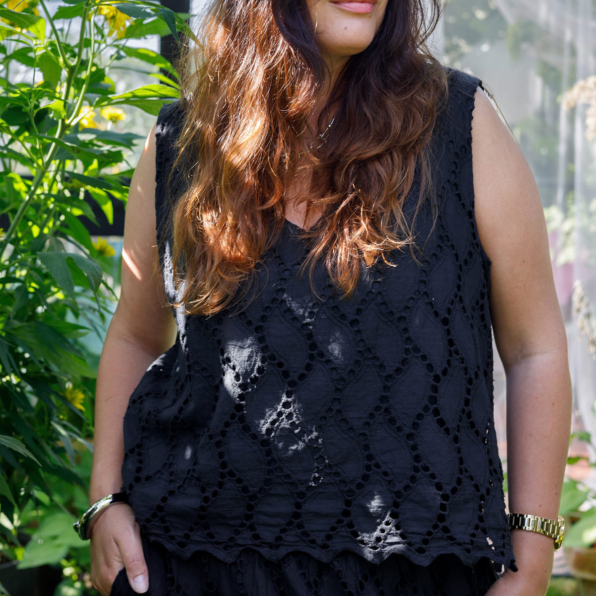 Black Colour Black Freya Cut Out Lace Top