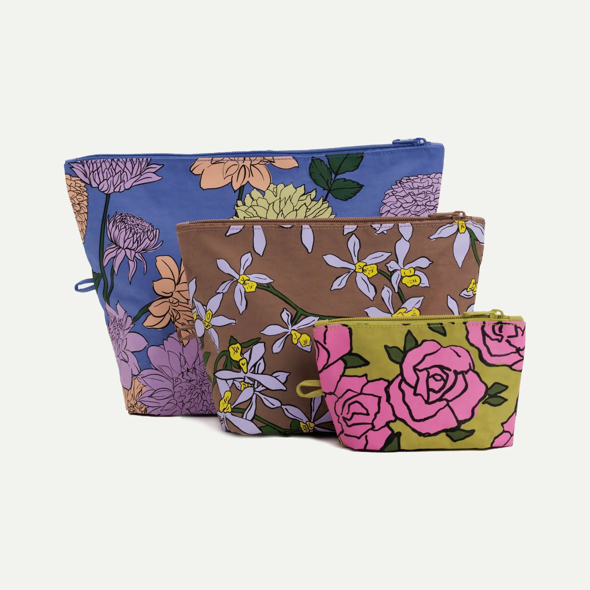 Baggu Garden Flowers Go Pouch Set