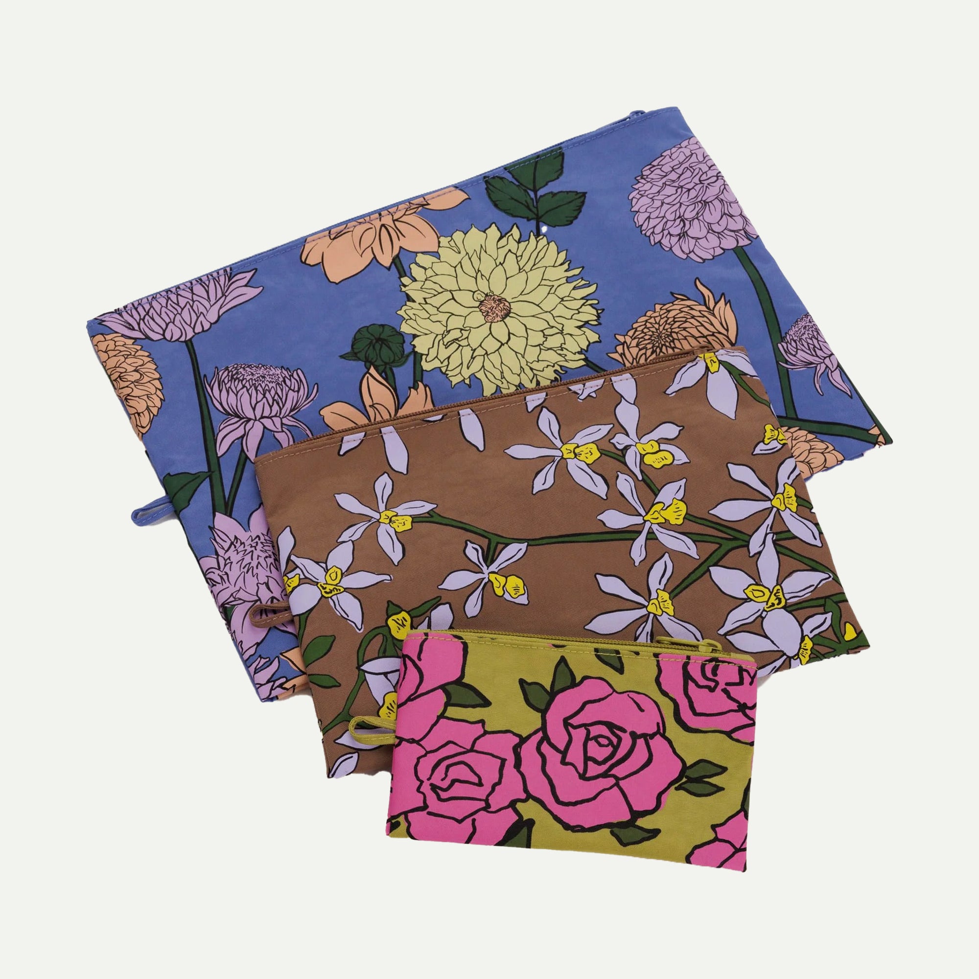 Baggu Garden Flowers Go Pouch Set