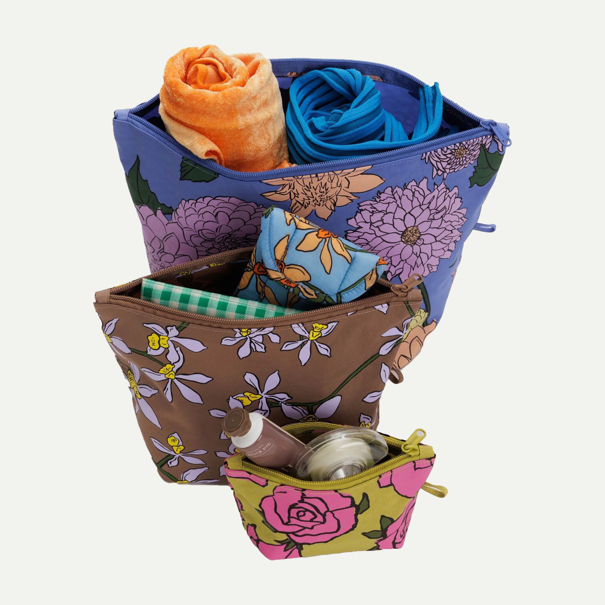 Baggu Garden Flowers Go Pouch Set