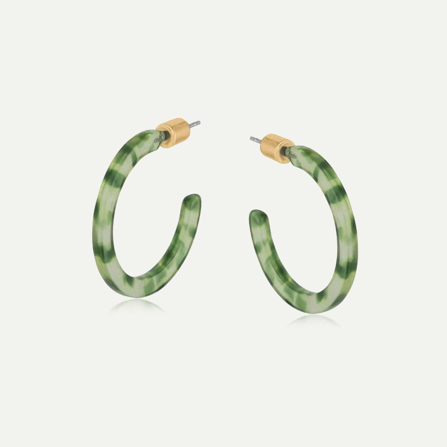 Green Marseille Thin Resin Hoop Earrings