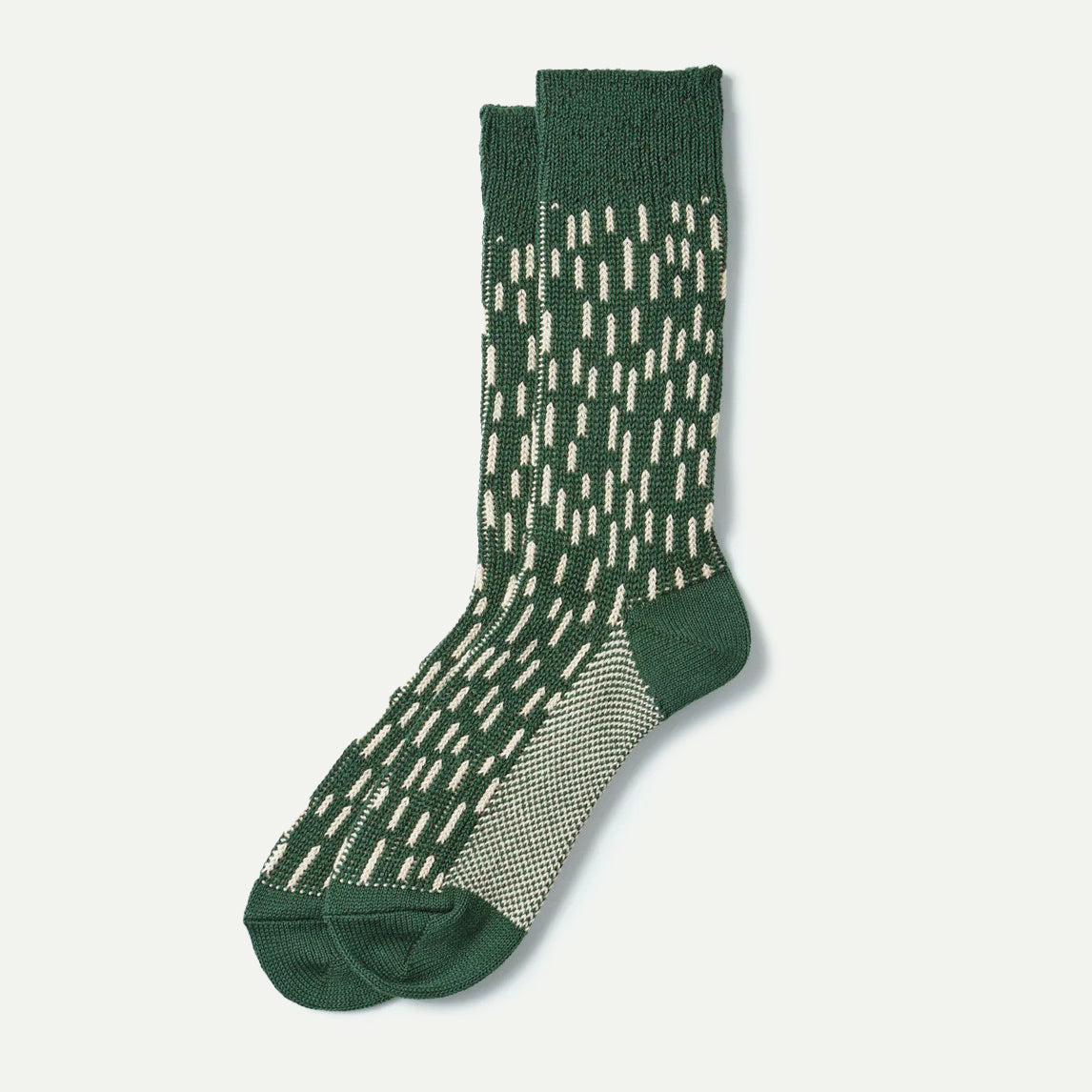 Rototo Green/Ivory Rain Drop Socks