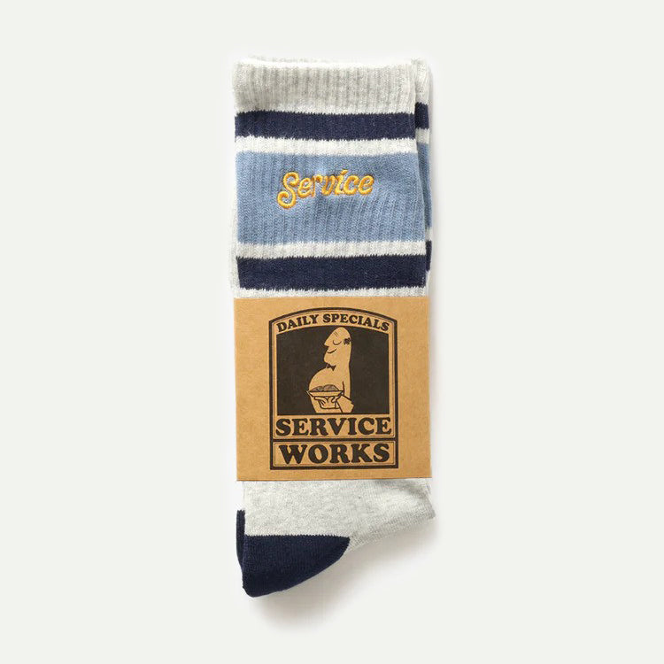 Service Works Grey Logo Ringer Socks