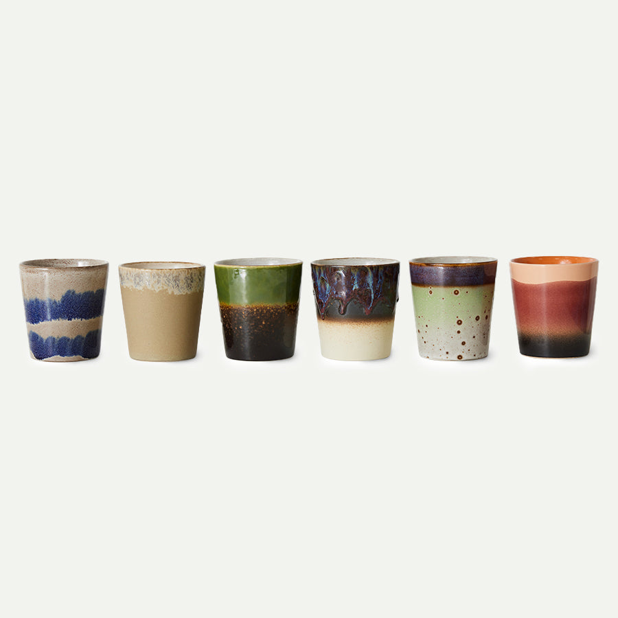 HKliving 70s Ceramics Grounding Coffee Mugs (Set of 6)