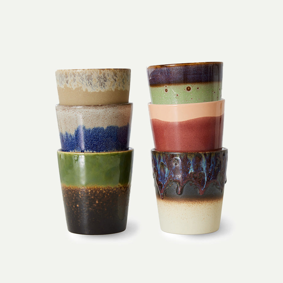 HKliving 70s Ceramics Grounding Coffee Mugs (Set of 6)