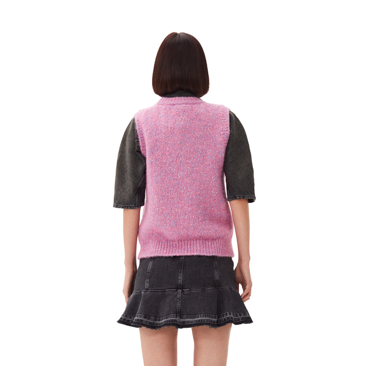 GANNI Rose Violet Alpaca Cotton Mix Vest