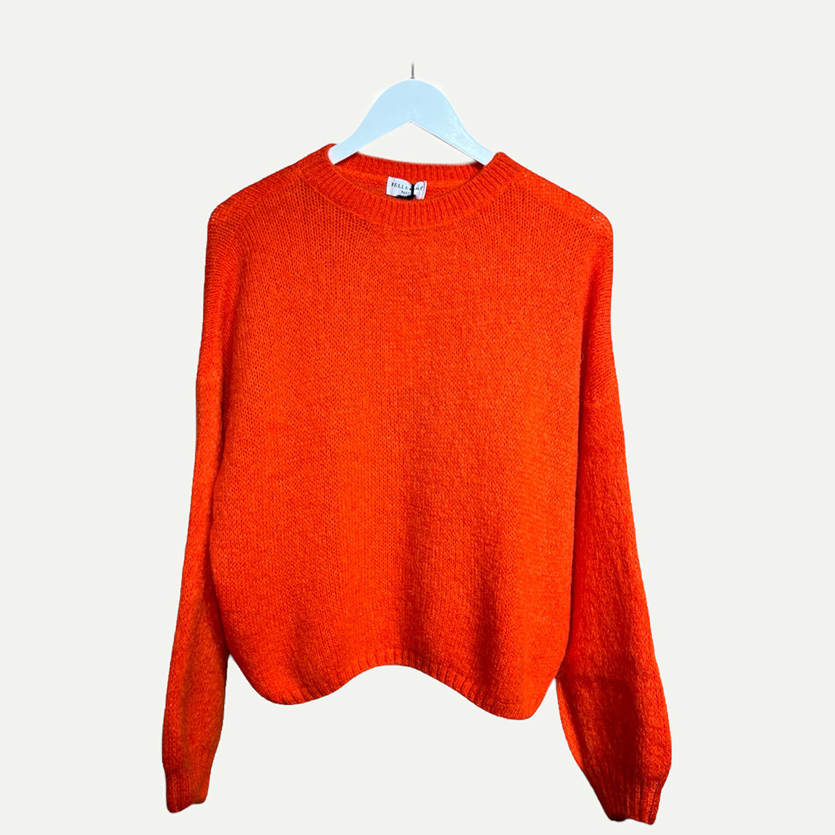 Orange Cropped Long Sleeve Mohair Jumper