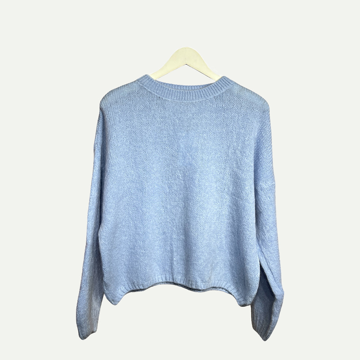 Baby Blue Cropped Long Sleeve Mohair Jumper