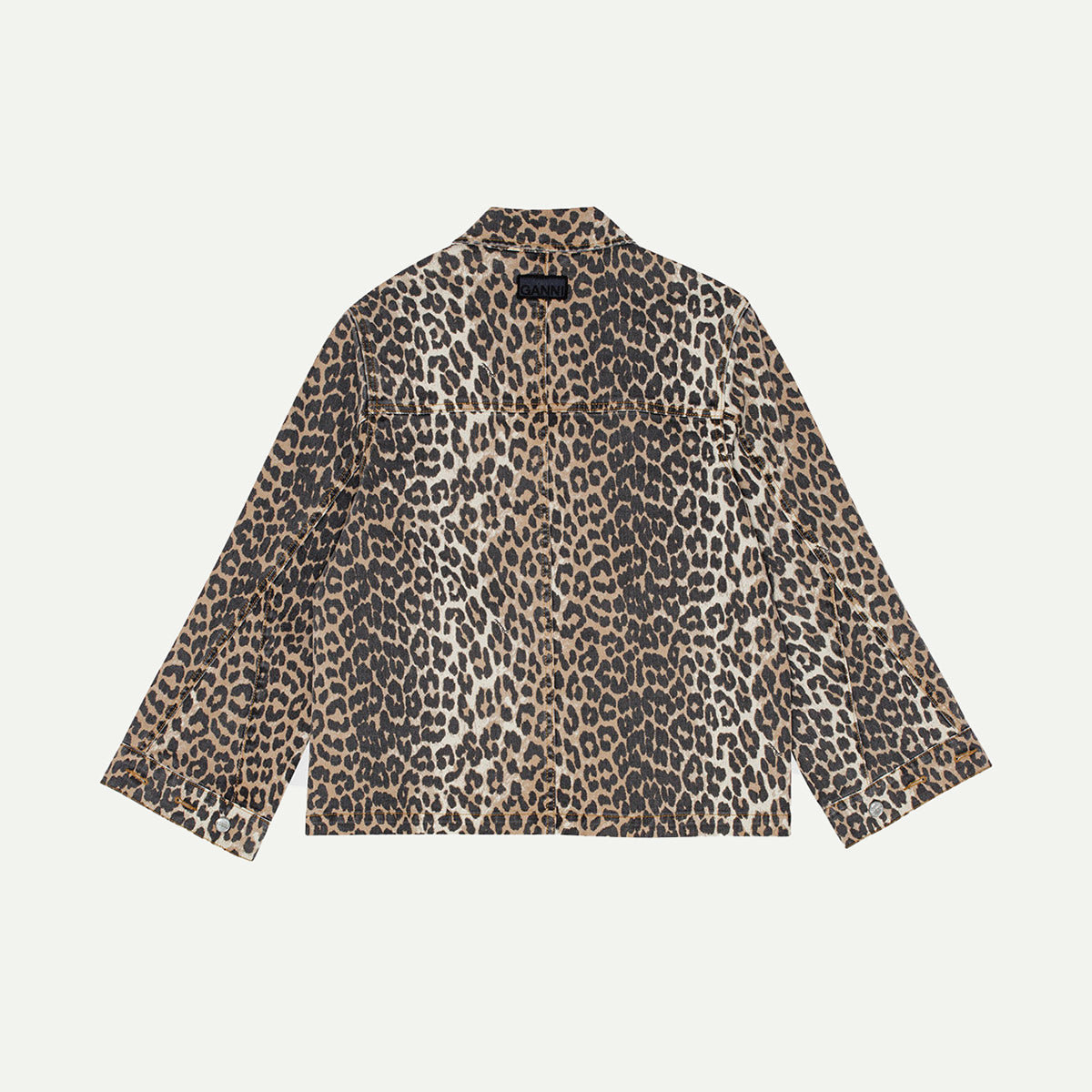 GANNI Leopard Print Denim Jacket