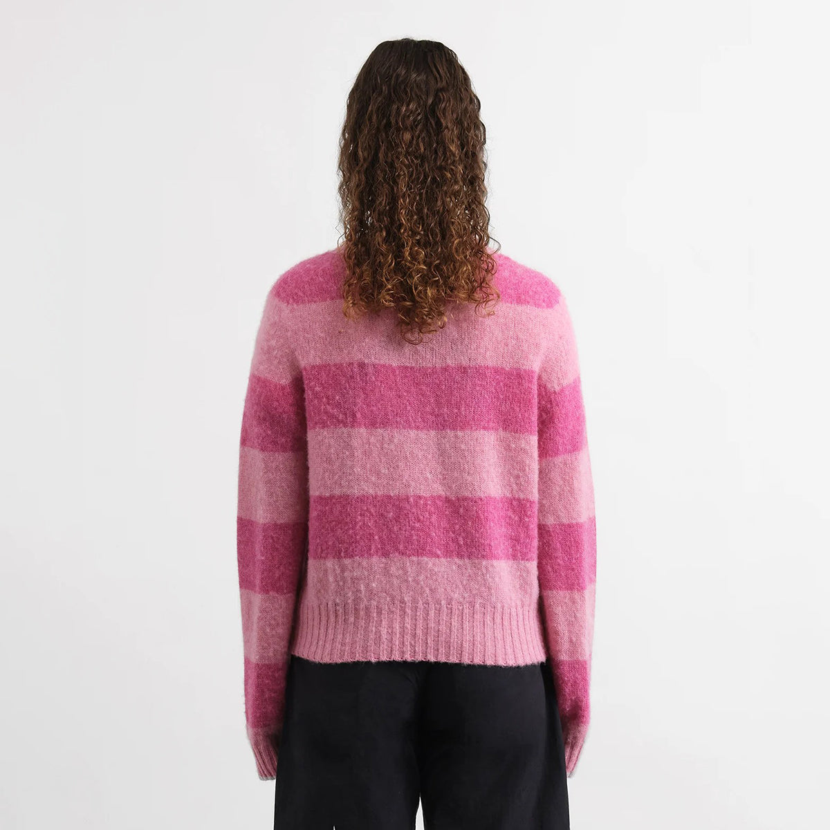 YMC Pink Stripe Jets Crew Knit