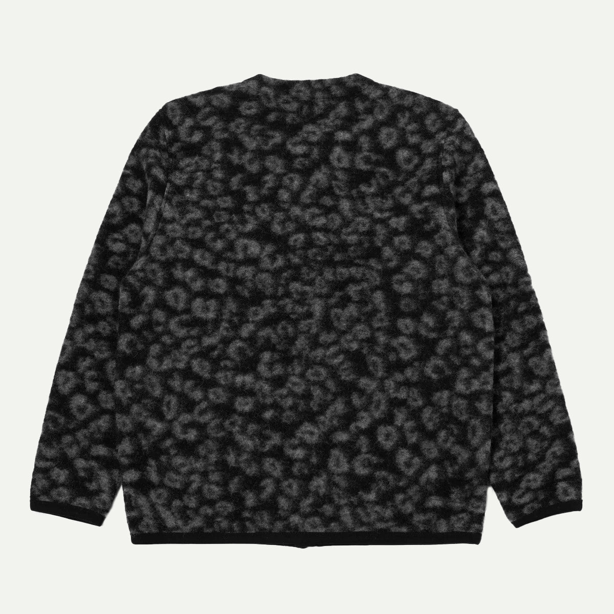 Universal Works Black/Charcoal Leopard Wool Fleece Cardigan