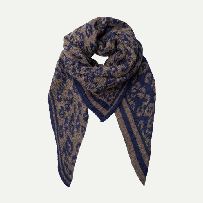 Black Colour Taupe/Navy Leo Bex Scarf