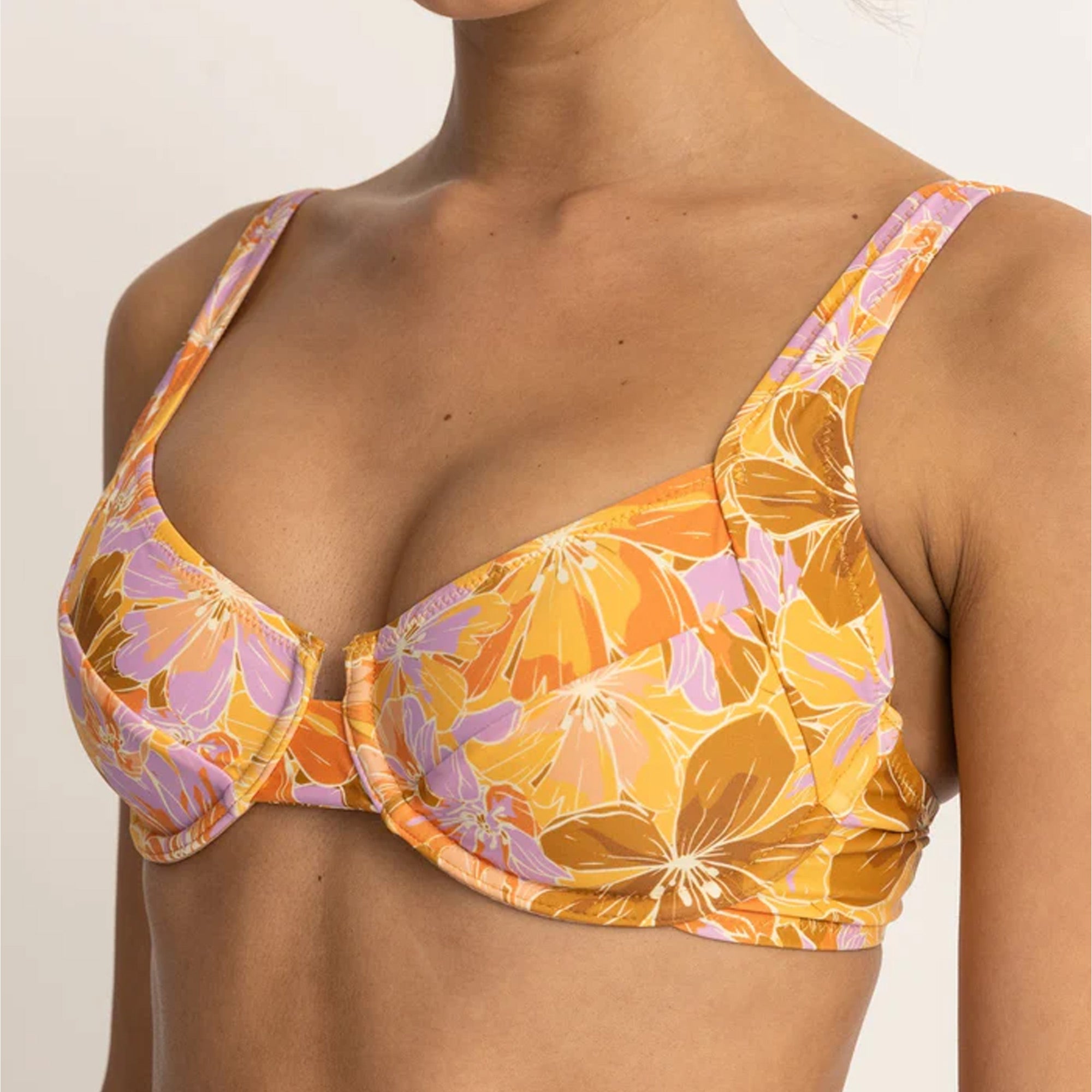 Rhythm Yellow Mahana Floral Panelled Support Underwire Top