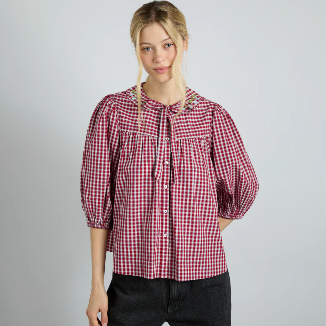 Damson Madder Cherry Gingham Mila Blouse