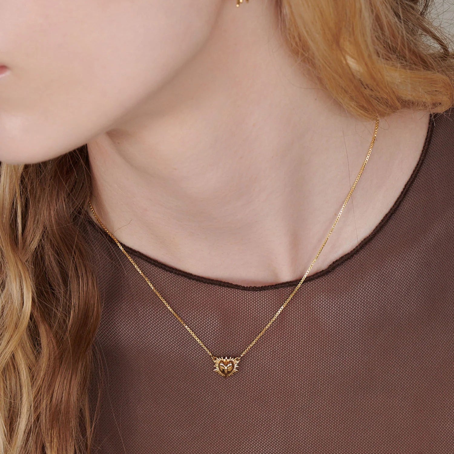 Rachel Jackson Gold Electric Mini Heart Necklace