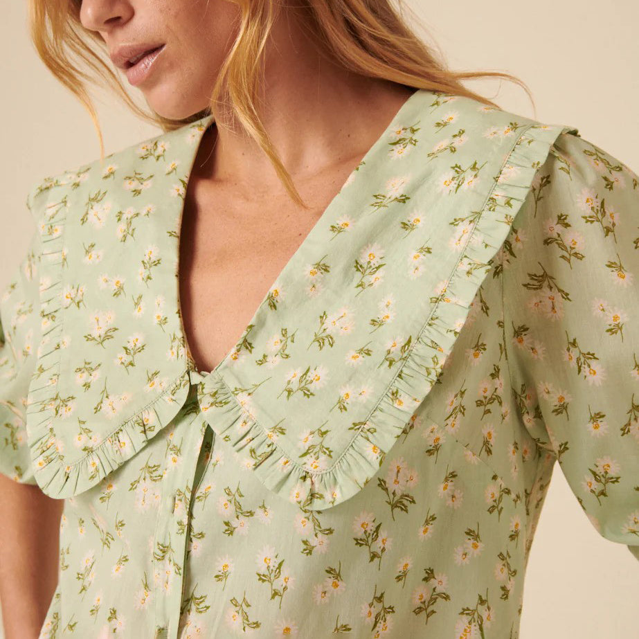 Nobody's Child Green Ditsy Emmie Blouse